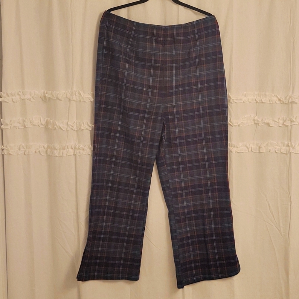 High waist wide leg trousers plaid